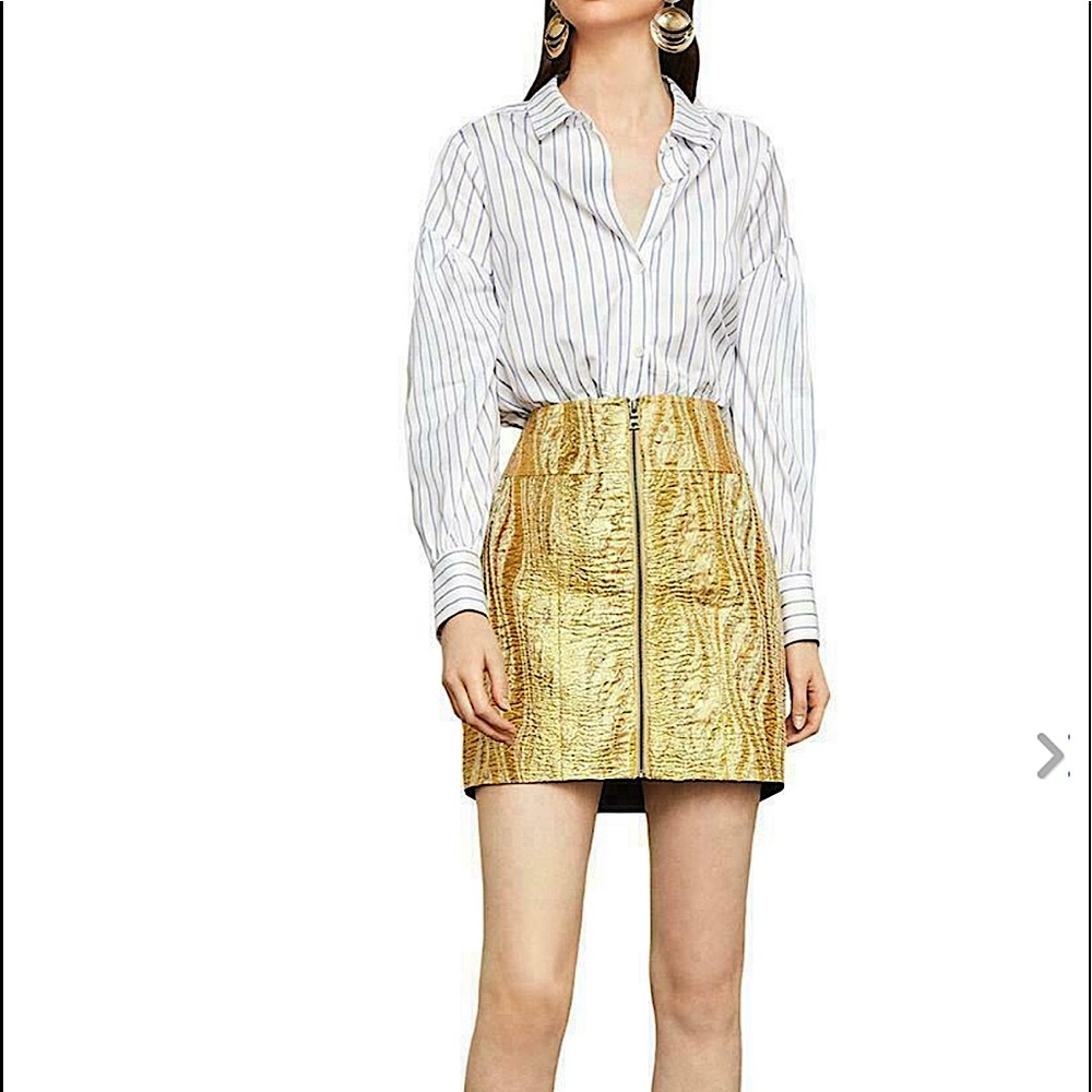 NWT SZ XXS BCBGMAXAZRIA GOLD JACQUARD MINI SKIRT